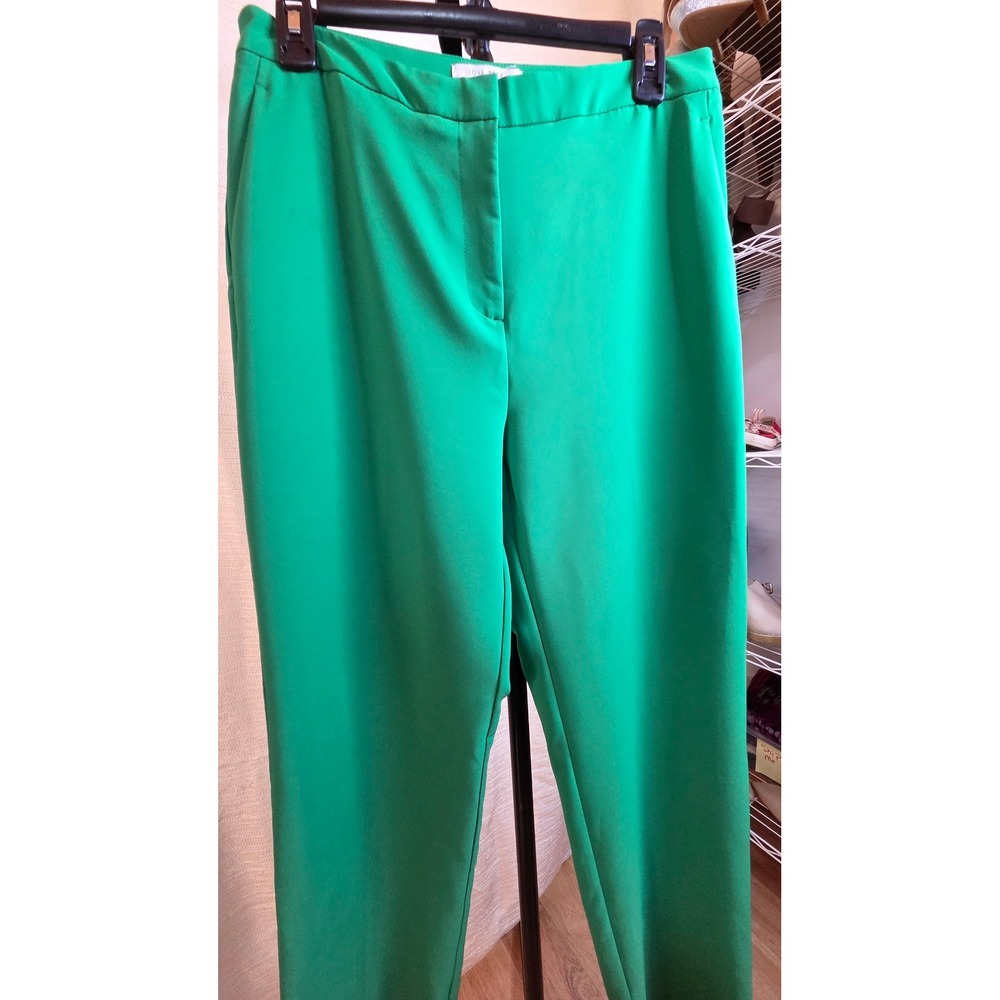 Love Tree Green Dress Pants Womens Large Straight Leg High Rise Trousers Slacks